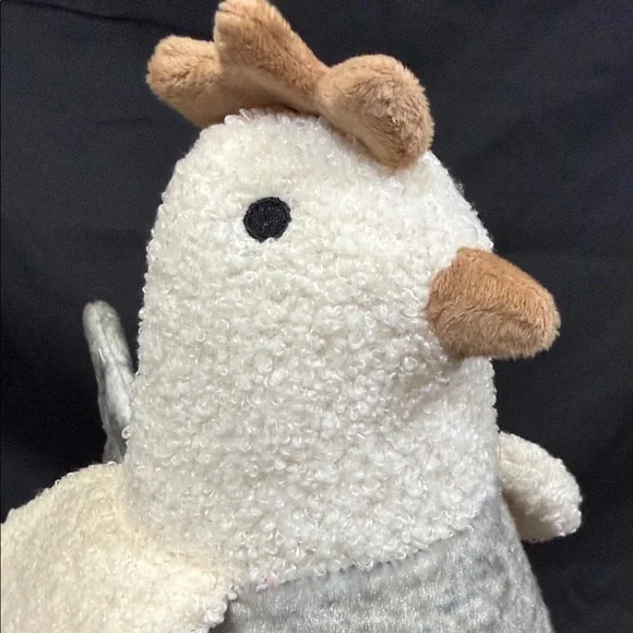 Cuddly Plush Weighted Chicken Toy - Cream and Gray - Picture 2 of 6